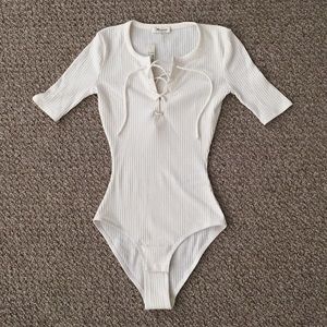 Madewell Ribbed Lace up Bodysuit